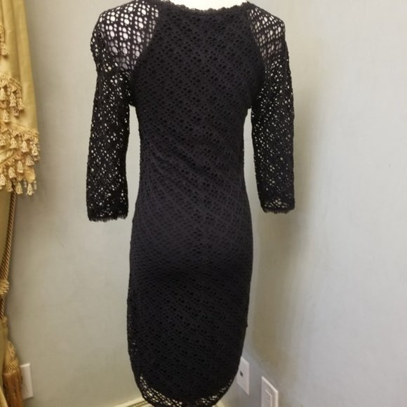 Aqua 3/4 sleeve lace black dress women's size Small (284) - Picture 9 of 9